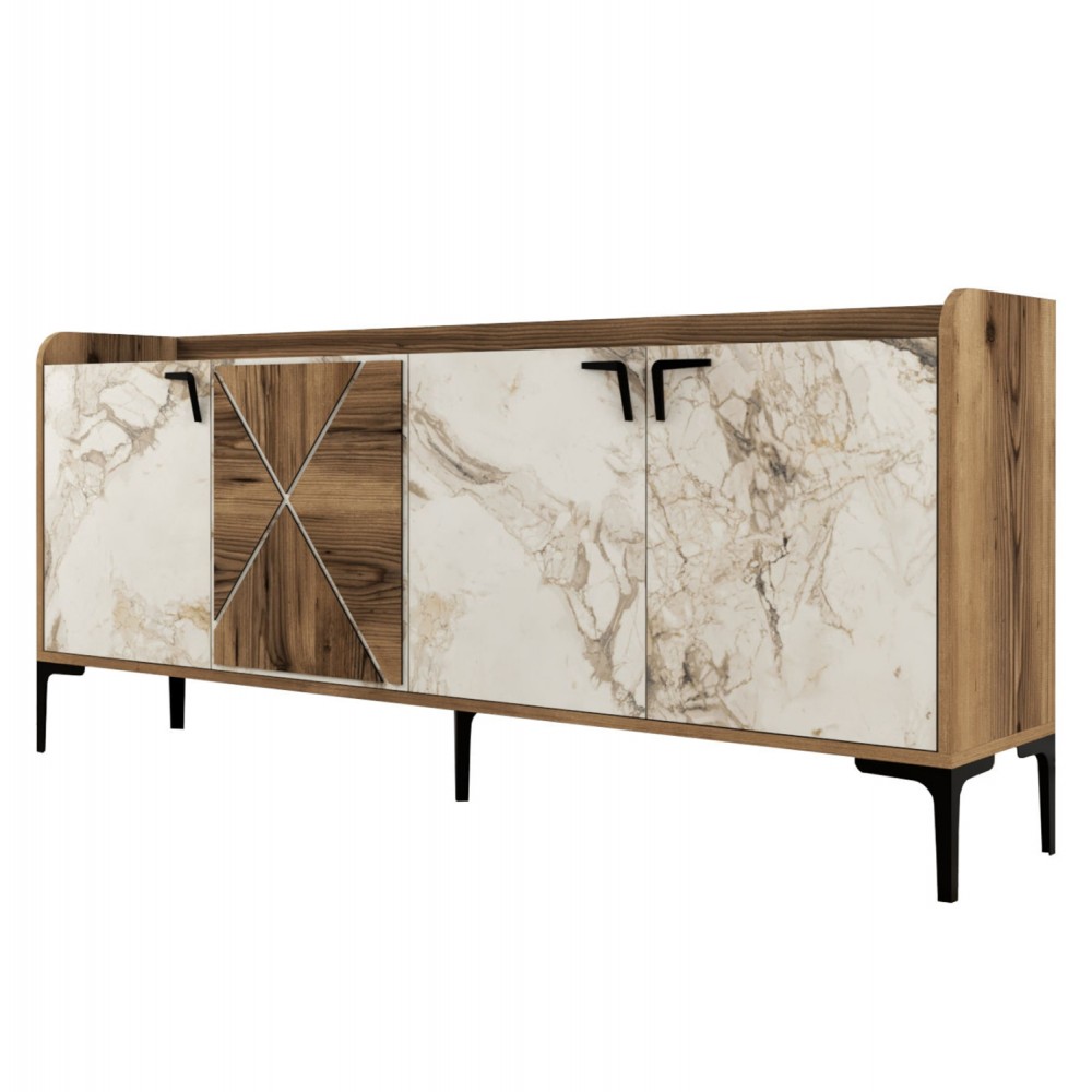 Μπουφές σε καρυδί-εκρού χρώμα 180x35x78