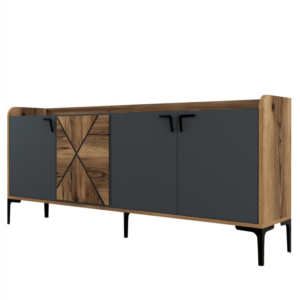 Μπουφές σε καρυδί-ανθρακί χρώμα 180x35x78