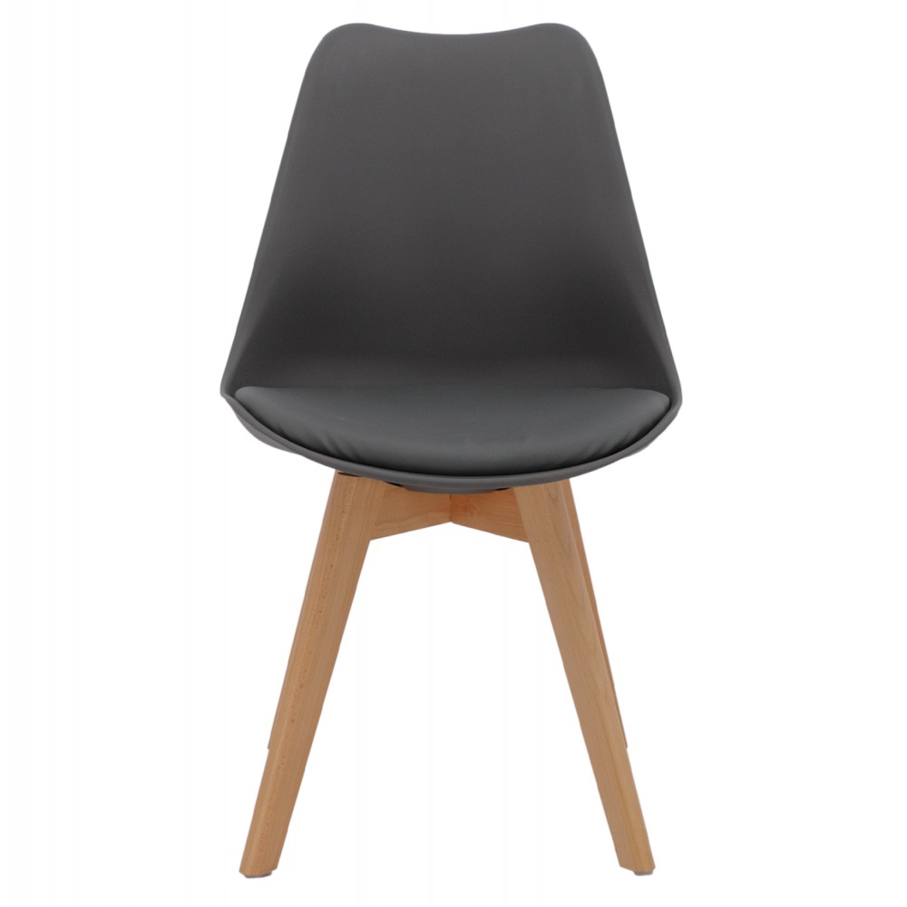 Καρέκλα "VEGAS" από PU/ξύλο σε γκρι/φυσικό χρώμα 45x56x80