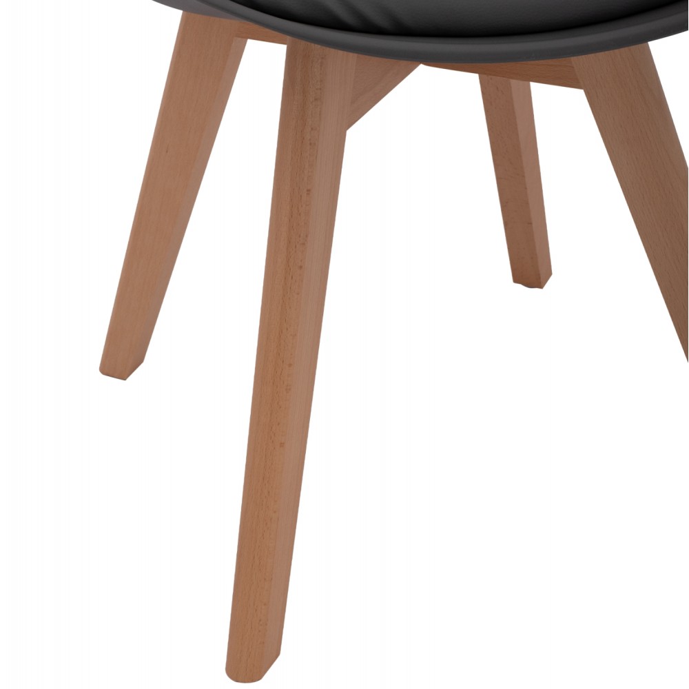 Καρέκλα "VEGAS" από PU/ξύλο σε γκρι/φυσικό χρώμα 45x56x80