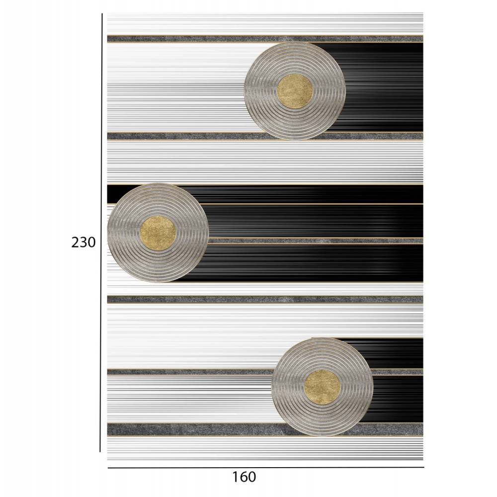 Χαλί σαλονιού "JOSIANE" σε γκρι/μαύρο/χρυσό χρώμα με σχέδια 160x230