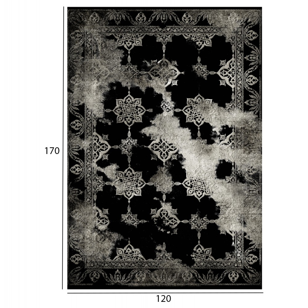 Χαλί σαλονιού "JOSIANE" σε μαύρο χρώμα με σχέδια 120x170