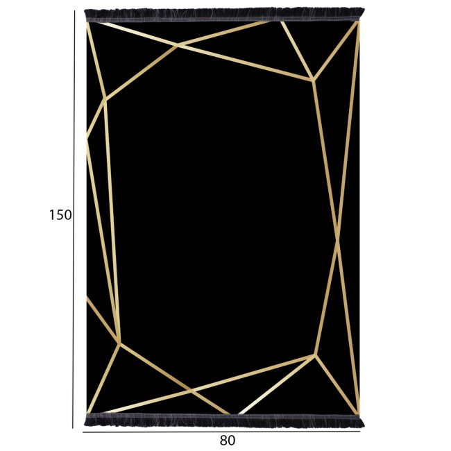 Χαλί σαλονιού "JOSIANE" σε μαύρο χρώμα με σχέδια 80x150
