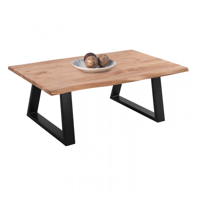 Τραπέζι σαλονιού "SOFIA" από μασίφ ξύλο/μέταλλο σε φυσικό/μαύρο χρώμα 115x65x41