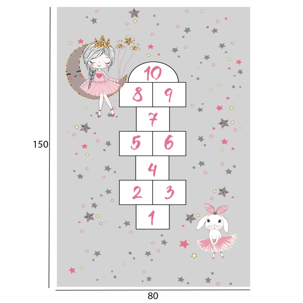 Χαλί παιδικό σε γκρι/ροζ χρώμα 80x150