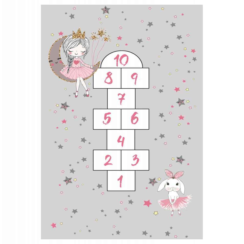 Χαλί παιδικό σε γκρι/ροζ χρώμα 80x150