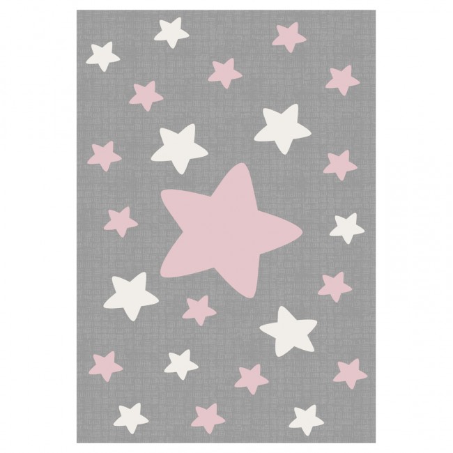 Χαλί παιδικό σε γκρι/ροζ/λευκό χρώμα 80x150
