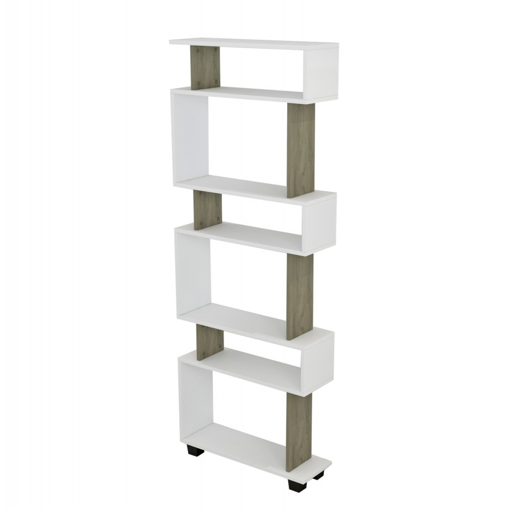 Ραφιέρα "OWL" σε χρώμα λευκό/olive grey 60x19.5x165