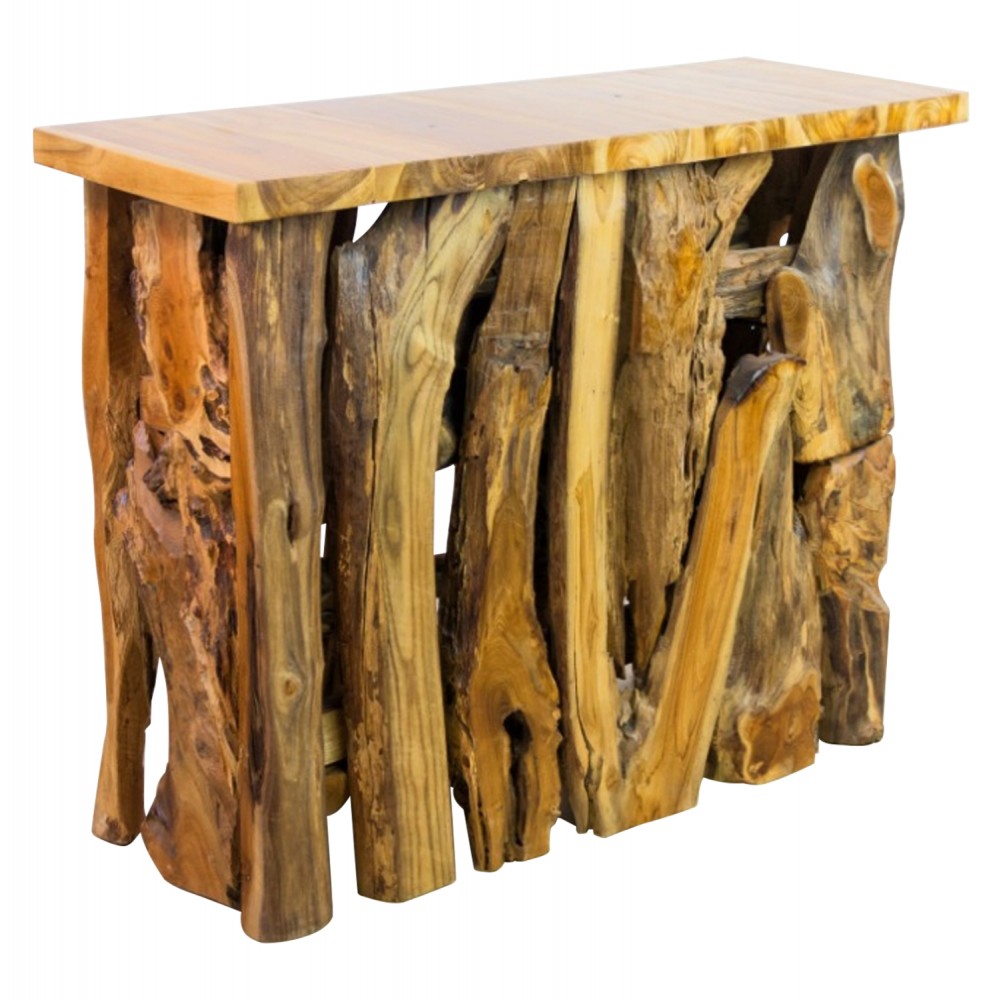 Κονσόλα από μασίφ ξύλο σε φυσικό χρώμα 100x35x75