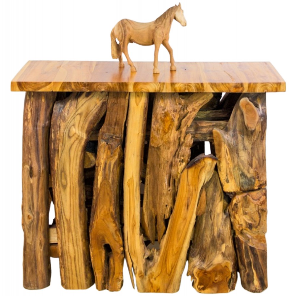 Κονσόλα από μασίφ ξύλο σε φυσικό χρώμα 100x35x75