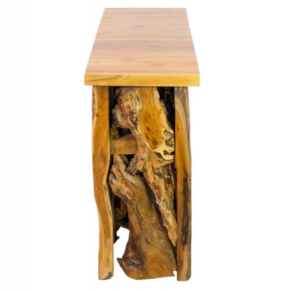 Κονσόλα από μασίφ ξύλο σε φυσικό χρώμα 100x35x75