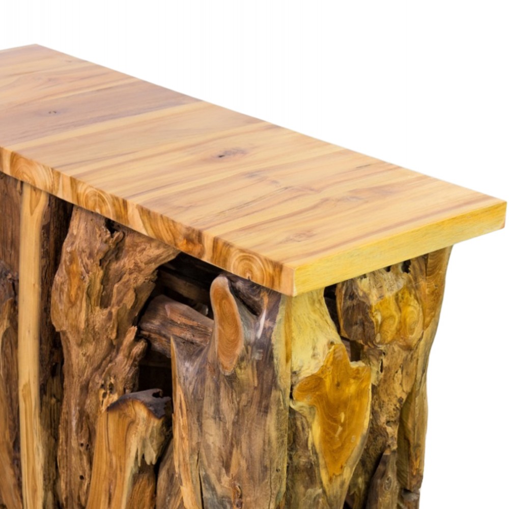 Κονσόλα από μασίφ ξύλο σε φυσικό χρώμα 100x35x75