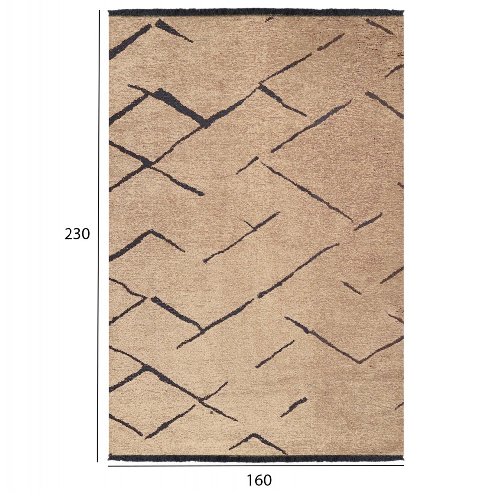 Χαλί σαλονιού "CALLISTO" σε ανοιχτό καφέ/μαύρο χρώμα 160x230