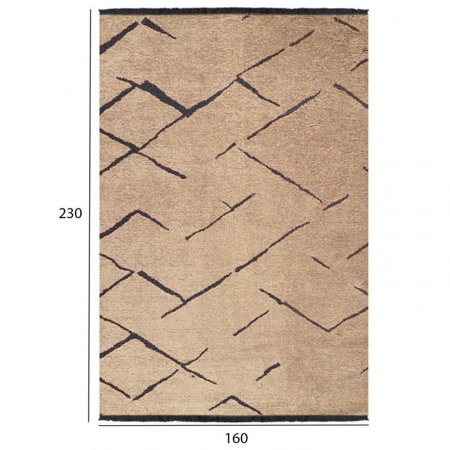 Χαλί σαλονιού "CALLISTO" σε ανοιχτό καφέ/μαύρο χρώμα 160x230