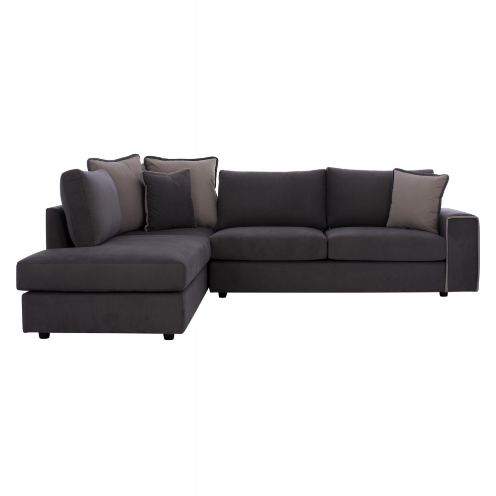 Καναπές γωνιακός "HOME" με αριστερή γωνία από ύφασμα σε γκρι χρώμα 270x225x90