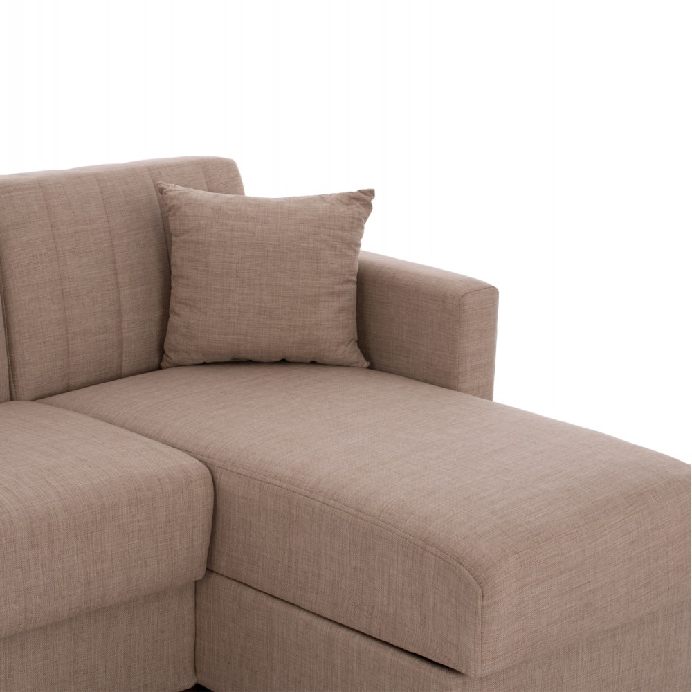 Καναπές-κρεβάτι γωνιακός με αναστρέψιμη γωνία "GHUFRAN" από ύφασμα σε μπεζ χρώμα 200x133x77