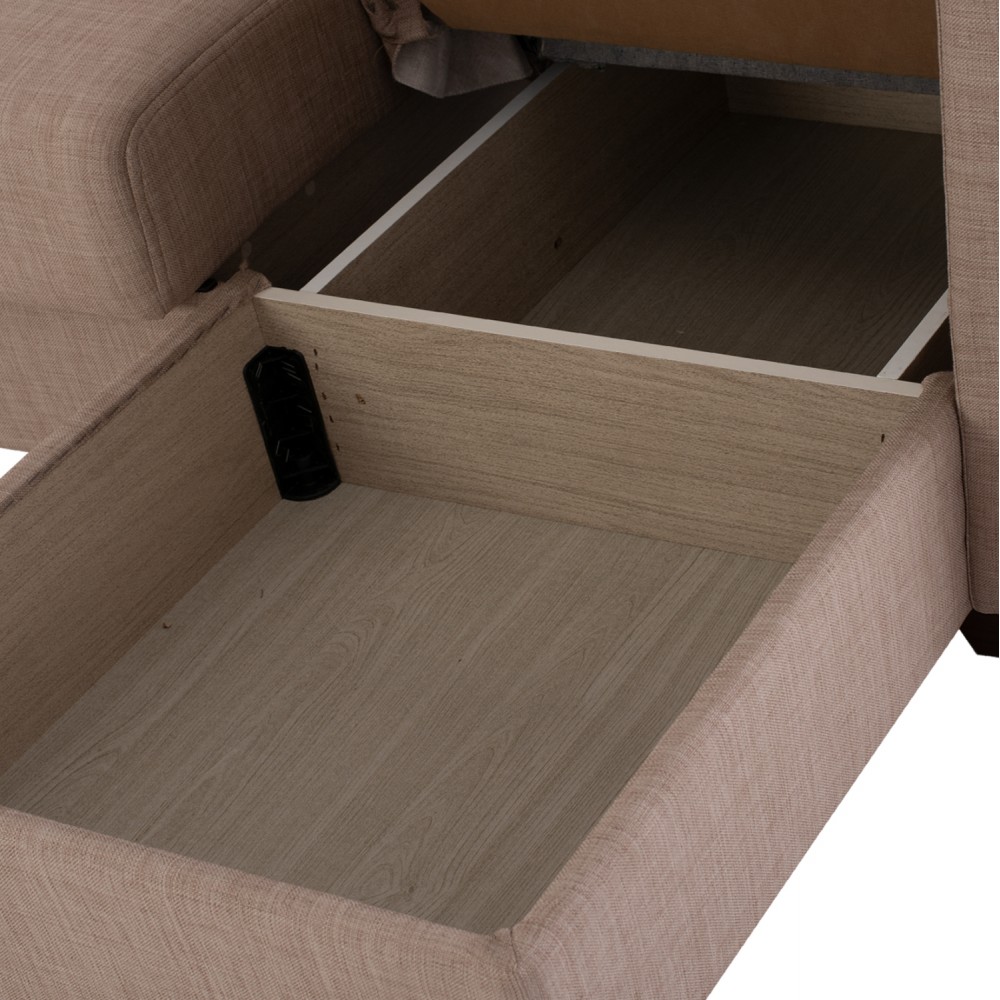 Καναπές-κρεβάτι γωνιακός με αναστρέψιμη γωνία "GHUFRAN" από ύφασμα σε μπεζ χρώμα 200x133x77
