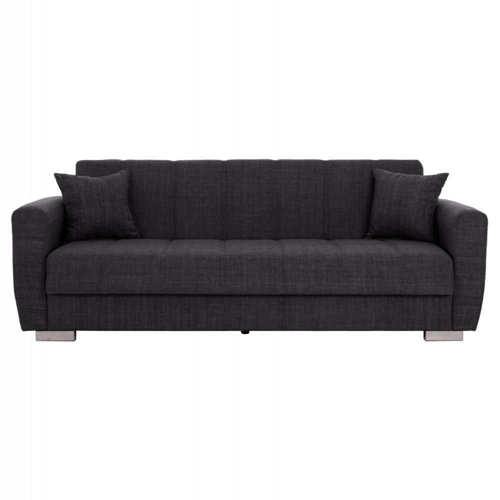 Καναπές-κρεβάτι τριθέσιος "POLYA" από ύφασμα σε γκρι χρώμα 215x80x77