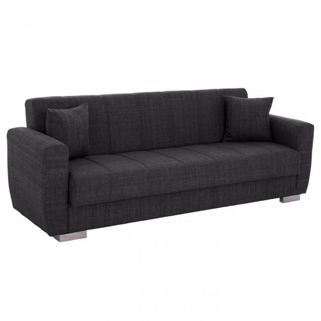 Καναπές-κρεβάτι τριθέσιος "POLYA" από ύφασμα σε γκρι χρώμα 215x80x77