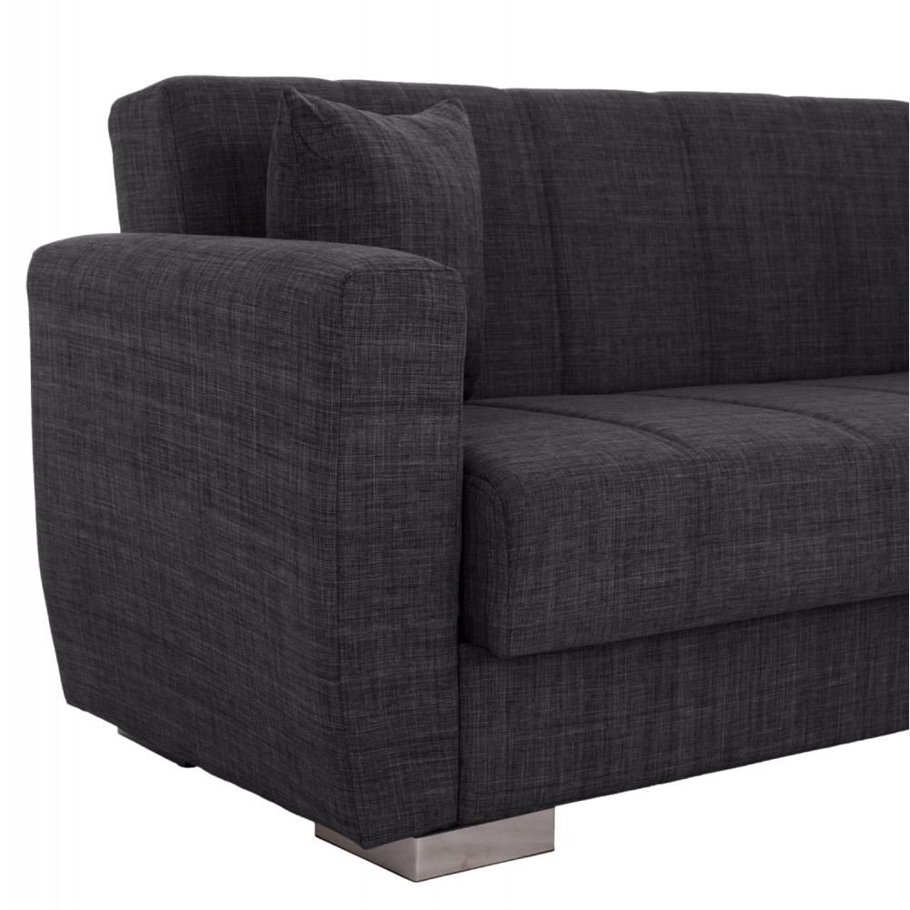 Καναπές-κρεβάτι τριθέσιος "POLYA" από ύφασμα σε γκρι χρώμα 215x80x77