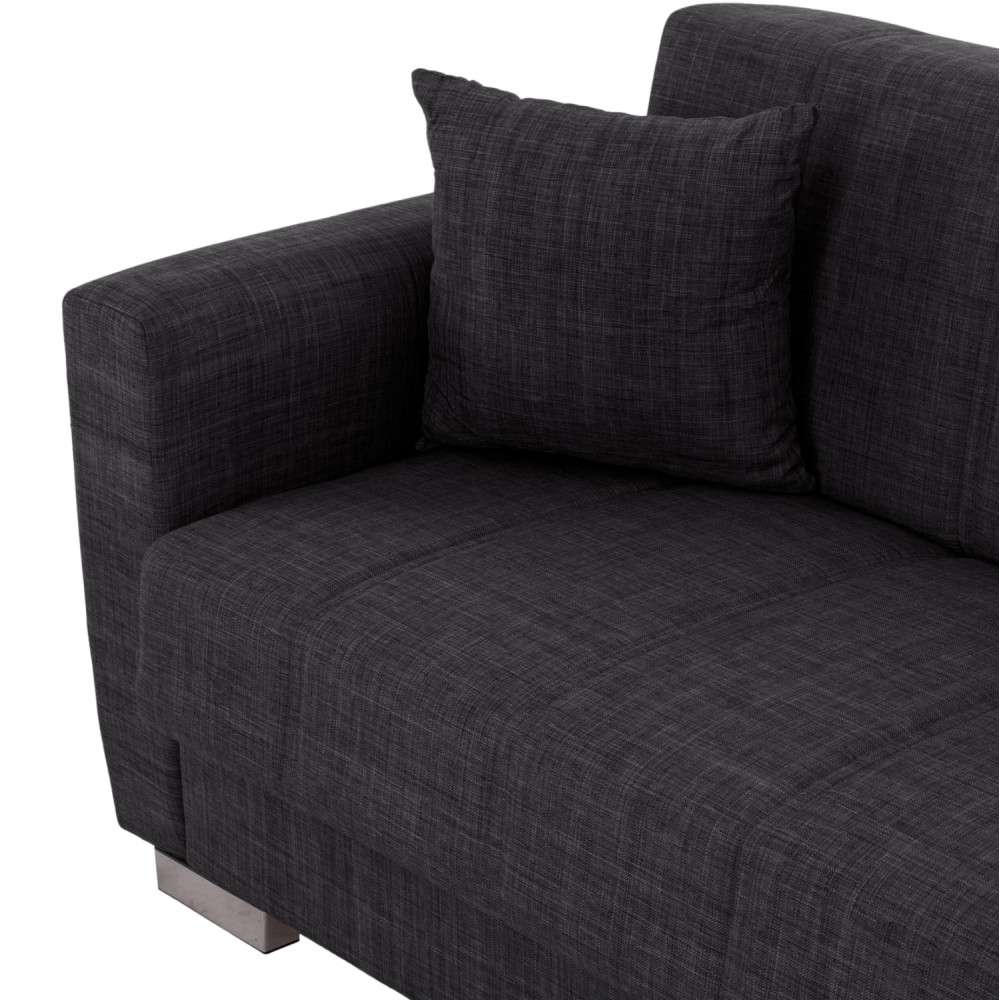 Καναπές-κρεβάτι διθέσιος "POLYA" από ύφασμα σε γκρι χρώμα 150x84x88