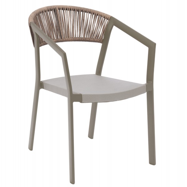 Πολυθρόνα κήπου από αλουμίνιο-ραττάν σε μπεζ-λευκό χρώμα 45x63x82