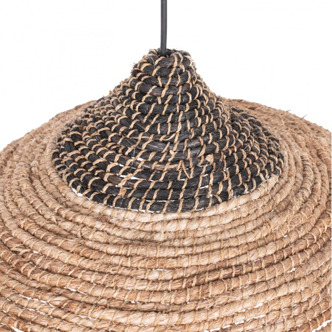 Μονόφωτο φωτιστικό από σχοινί σε φυσικό-μαύρο χρώμα Φ45x60