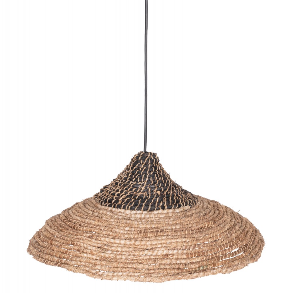 Μονόφωτο φωτιστικό από σχοινί σε φυσικό-μαύρο χρώμα Φ45x60