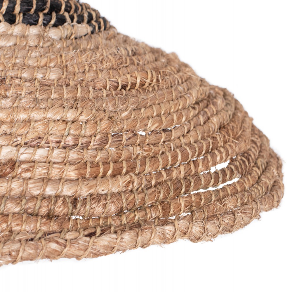 Μονόφωτο φωτιστικό από σχοινί σε φυσικό-μαύρο χρώμα Φ45x60