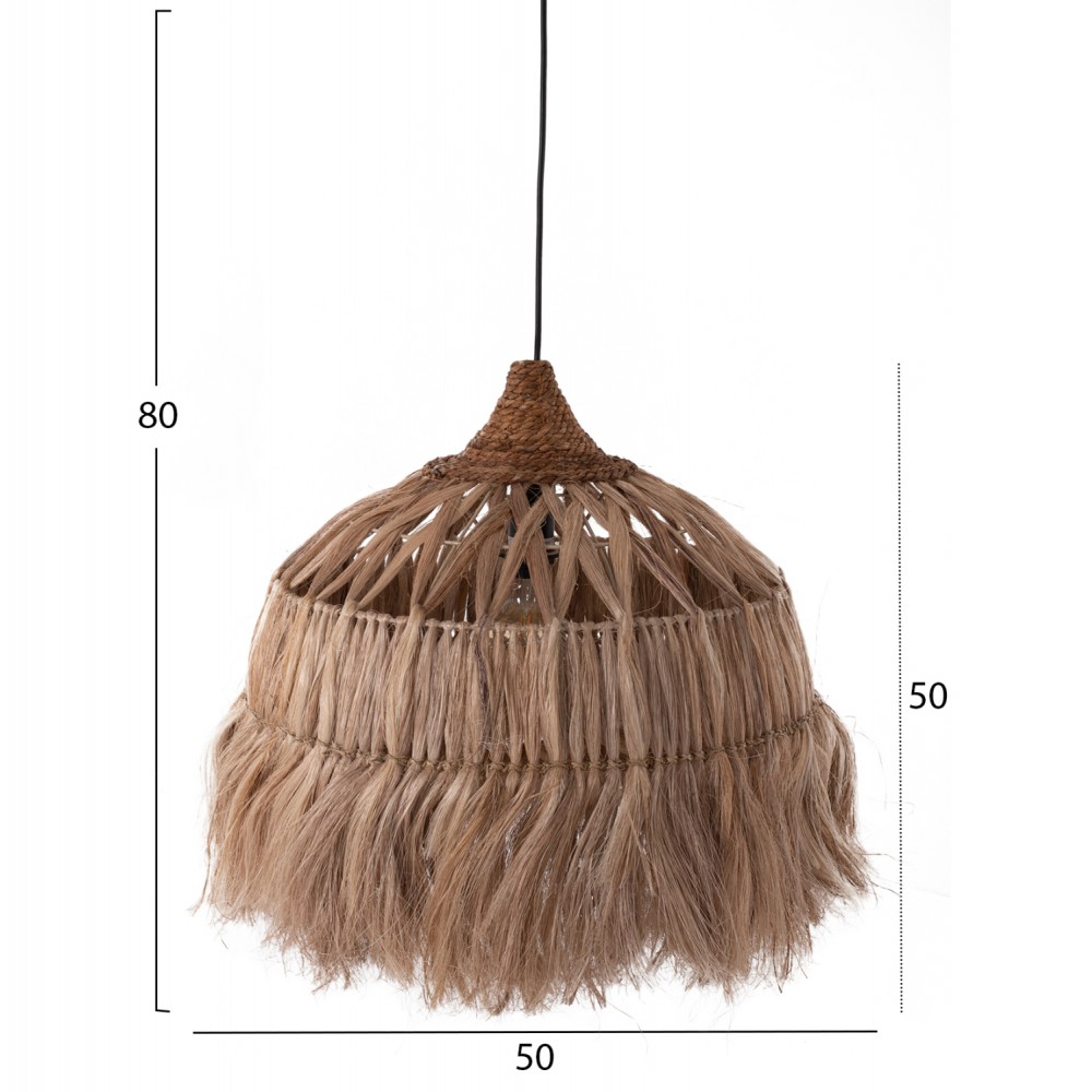 Μονόφωτο φωτιστικό από σχοινί σε φυσικό χρώμα Φ50x80