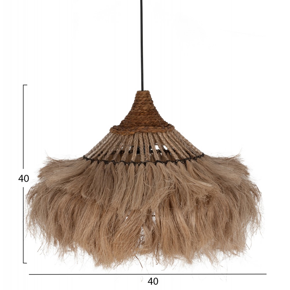 Μονόφωτο φωτιστικό από σχοινί σε φυσικό χρώμα Φ40x80