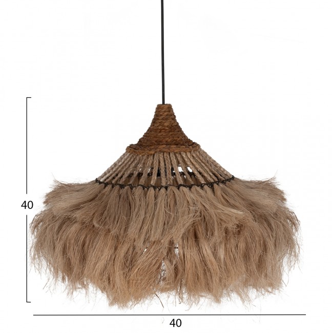 Μονόφωτο φωτιστικό από σχοινί σε φυσικό χρώμα Φ40x80