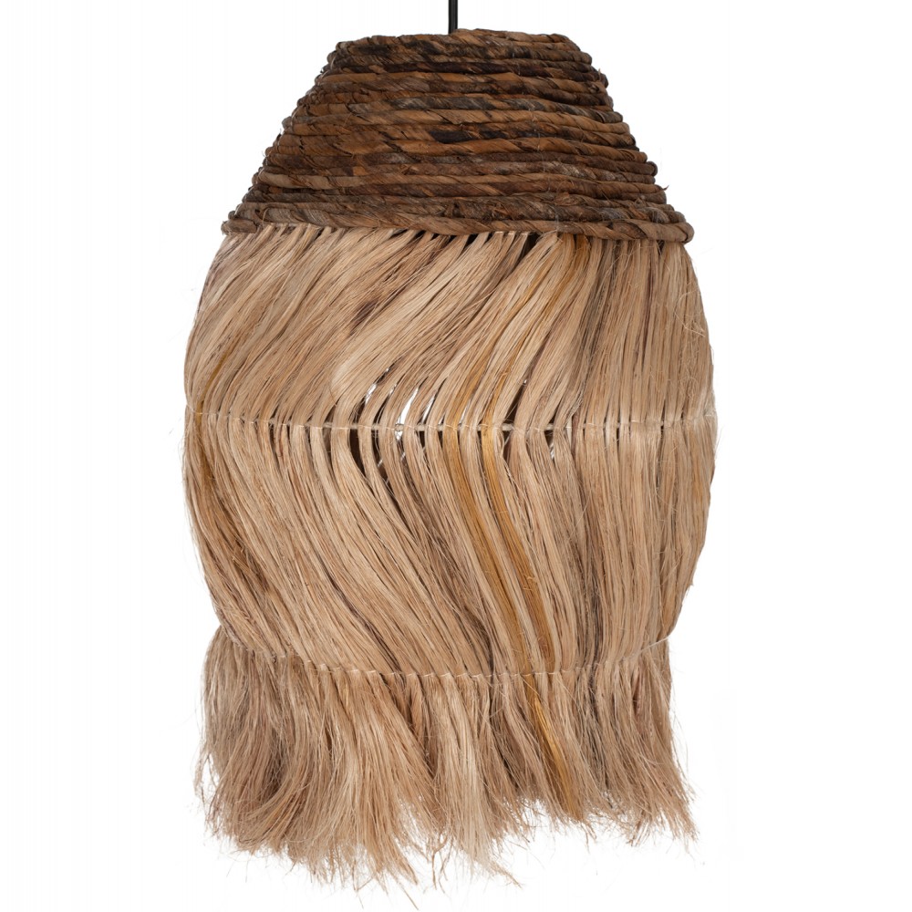 Μονόφωτο φωτιστικό από σχοινί σε φυσικό-μαύρο χρώμα Φ30x45