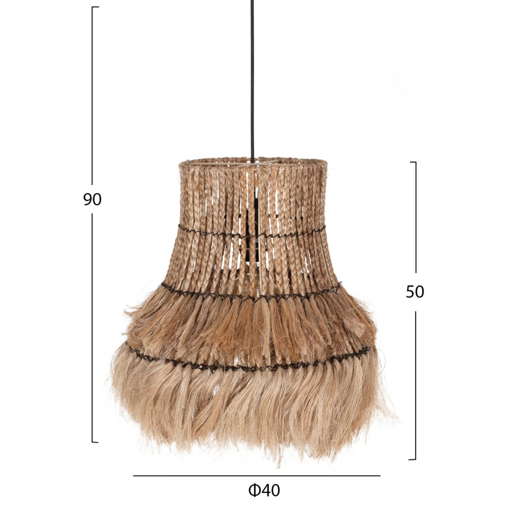 Μονόφωτο φωτιστικό από σχοινί σε φυσικό χρώμα Φ40x50