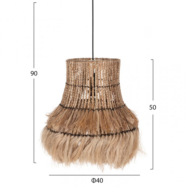 Μονόφωτο φωτιστικό από σχοινί σε φυσικό χρώμα Φ40x50