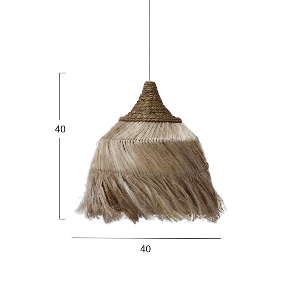 Μονόφωτο φωτιστικό από σχοινί σε φυσικό χρώμα Φ40x40