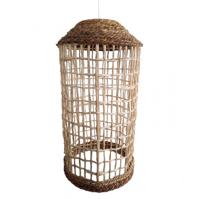Μονόφωτο φωτιστικό από ψάθα σε φυσικό χρώμα Φ21x80