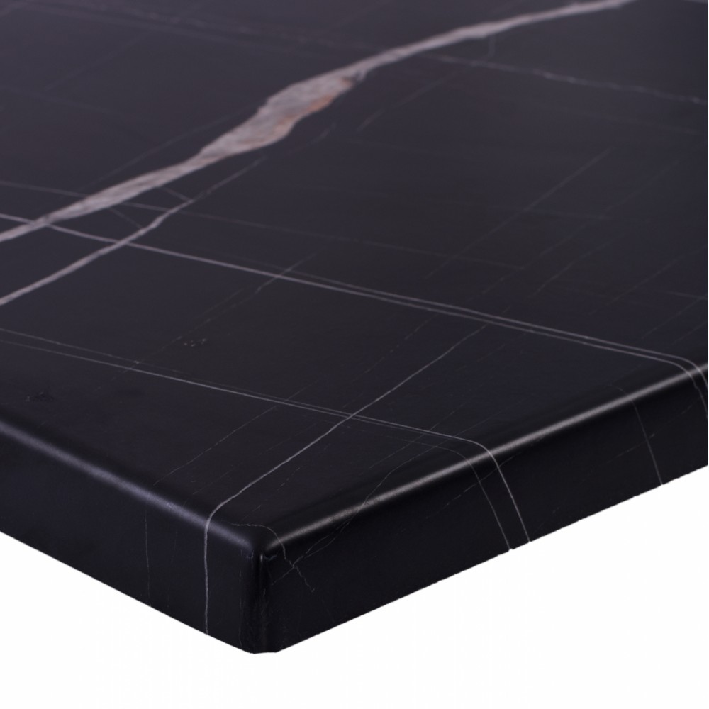 Επιφάνεια τραπεζιού από werzalit σε μαύρο χρώμα με εφέ μαρμάρου 120x80