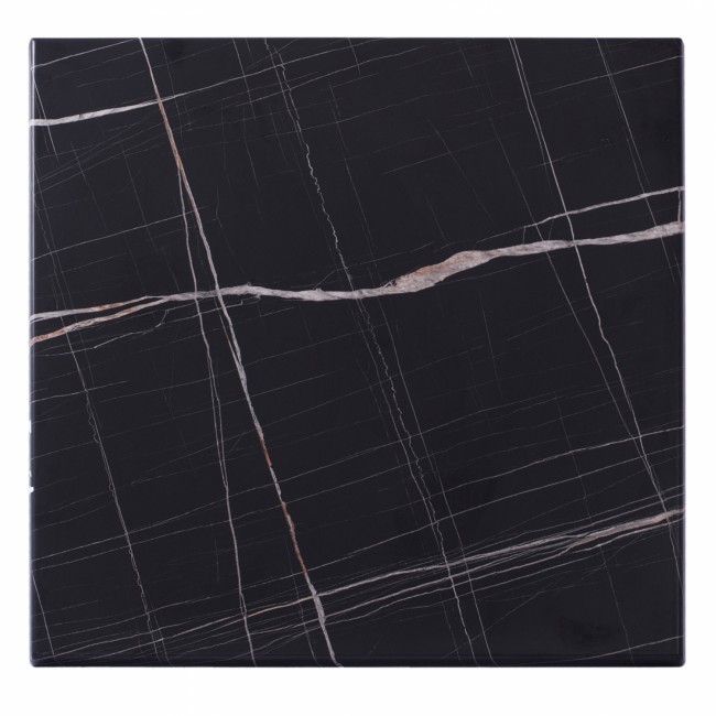 Επιφάνεια τραπεζιού από werzalit σε μαύρο χρώμα με εφέ μαρμάρου 70x70