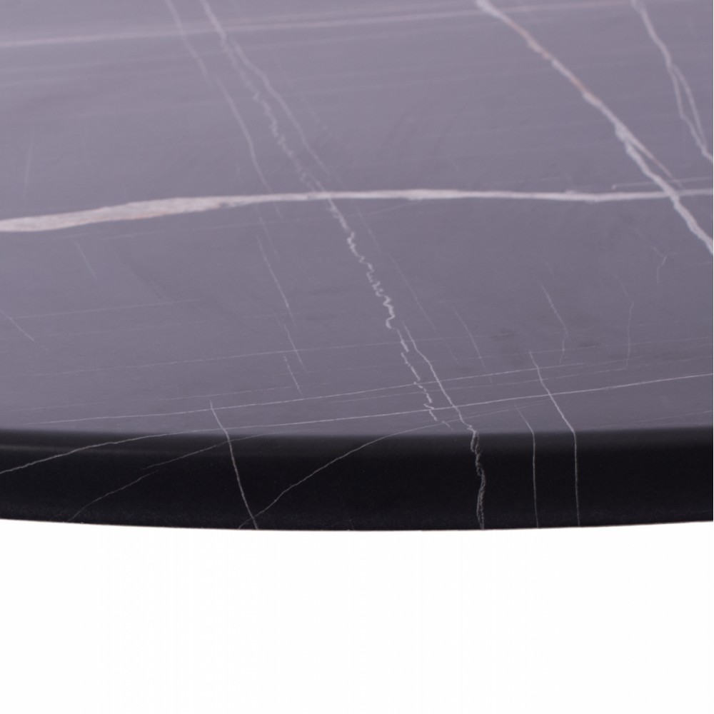 Επιφάνεια τραπεζιού από werzalit σε μαύρο χρώμα με εφέ μαρμάρου Φ70