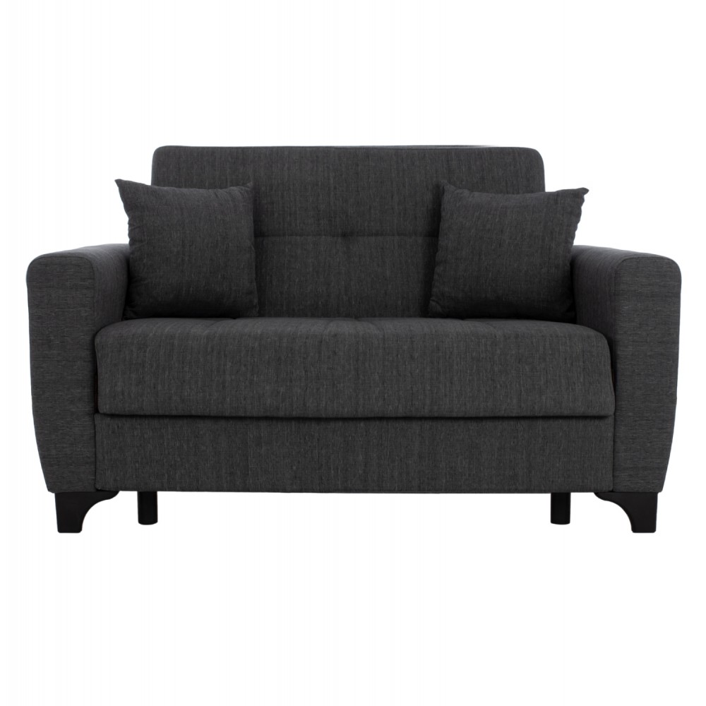 Καναπές-κρεβάτι διθέσιος "HEMA" από ύφασμα σε γκρι χρώμα 160x84x88