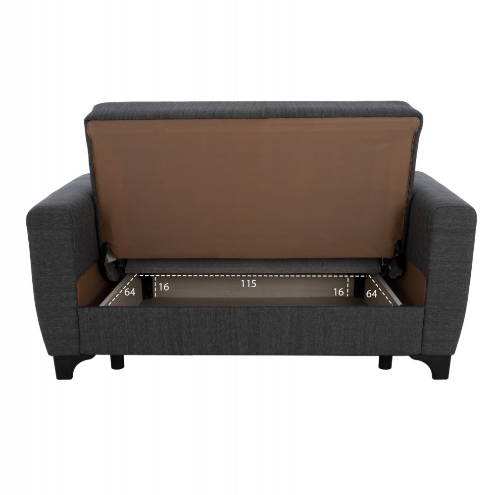 Καναπές-κρεβάτι διθέσιος "HEMA" από ύφασμα σε γκρι χρώμα 160x84x88