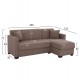 Καναπές-κρεβάτι με αναστρέψιμη γωνία "GHUFRAN" από ύφασμα σε καφέ χρώμα 200x133x77