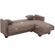 Καναπές-κρεβάτι με αναστρέψιμη γωνία "GHUFRAN" από ύφασμα σε καφέ χρώμα 200x133x77