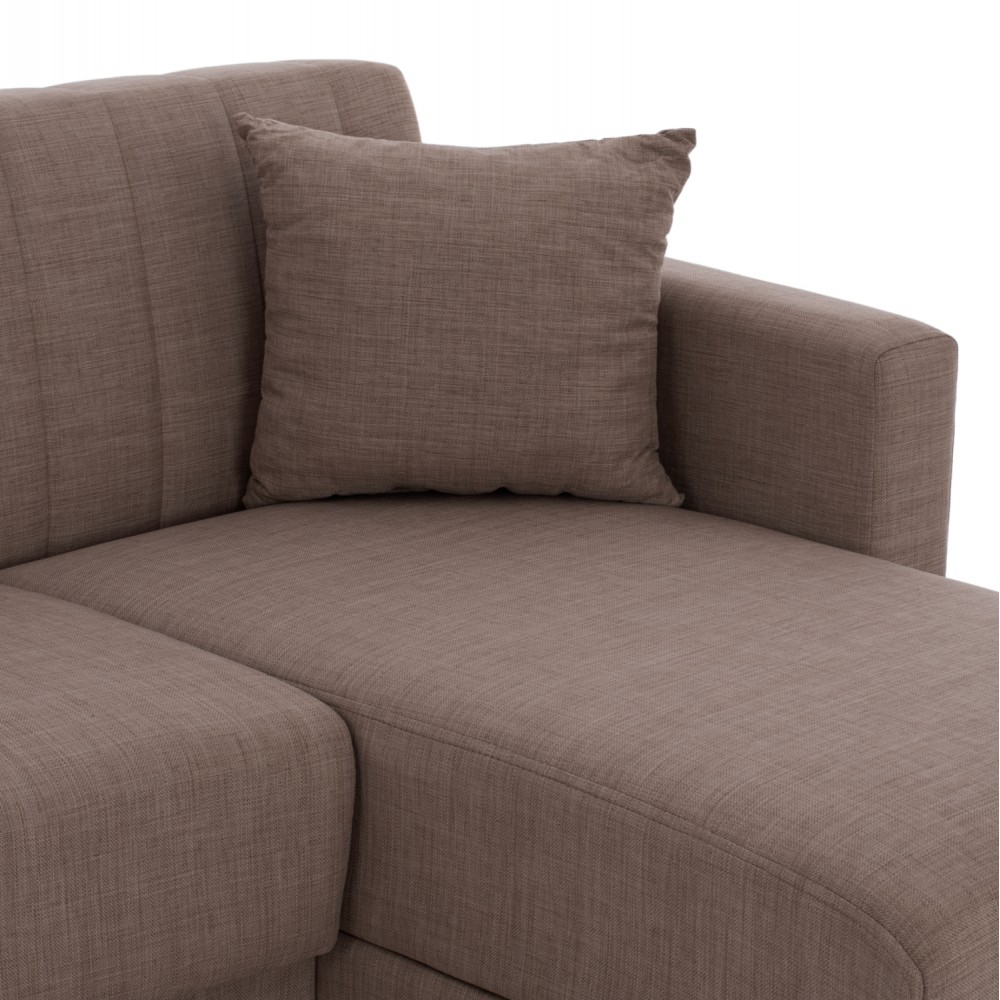 Καναπές-κρεβάτι με αναστρέψιμη γωνία "GHUFRAN" από ύφασμα σε καφέ χρώμα 200x133x77