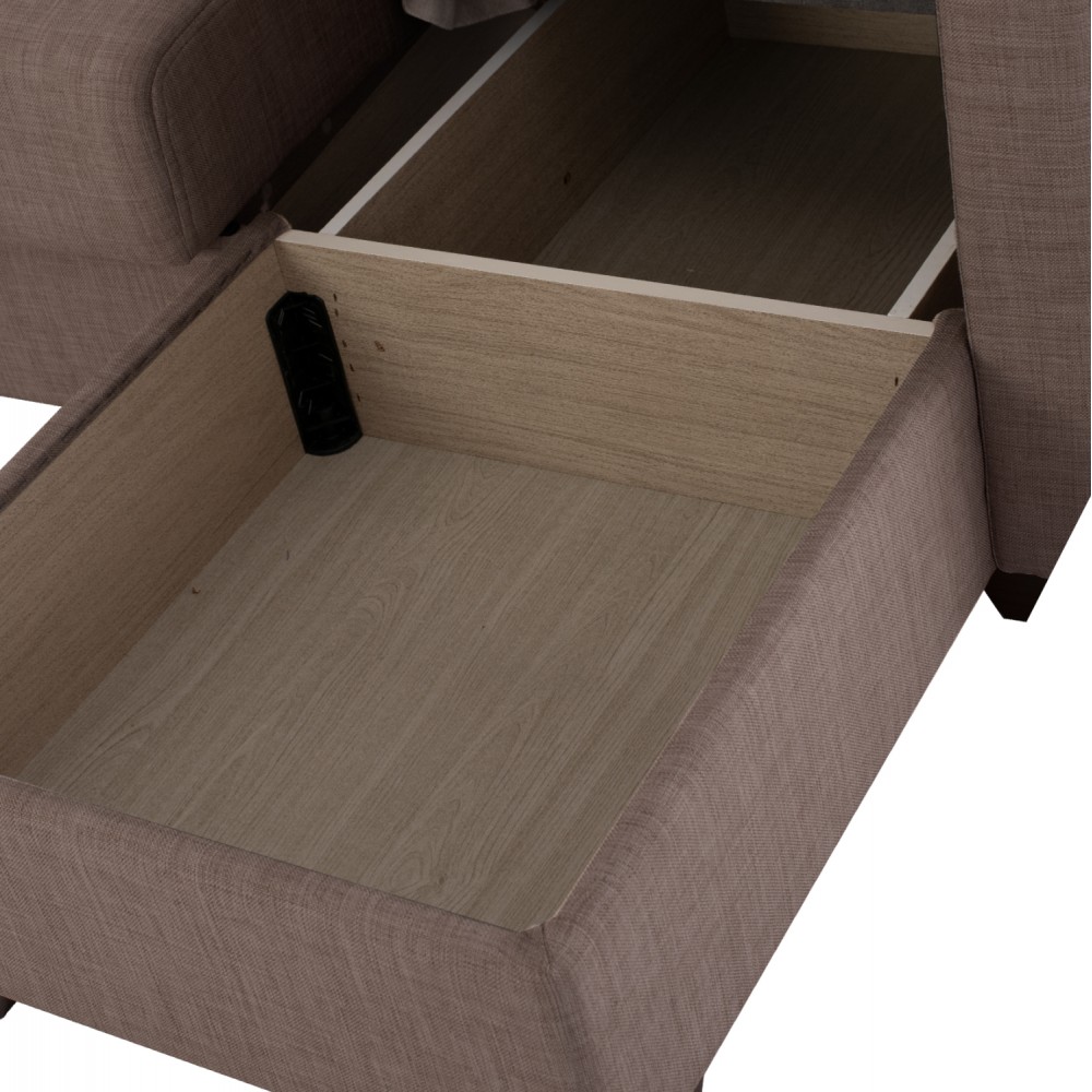 Καναπές-κρεβάτι με αναστρέψιμη γωνία "GHUFRAN" από ύφασμα σε καφέ χρώμα 200x133x77