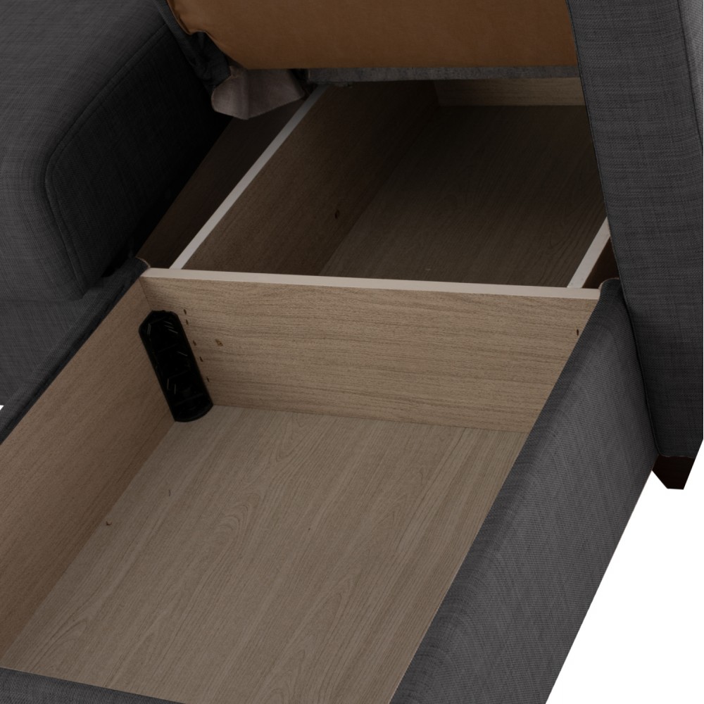 Καναπές-κρεβάτι με αναστρέψιμη γωνία "GHUFRAN" από ύφασμα σε γκρι χρώμα 200x133x77