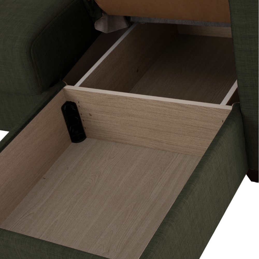 Καναπές-κρεβάτι με αναστρέψιμη γωνία "GHUFRAN" από ύφασμα σε λαδί χρώμα 200x133x77