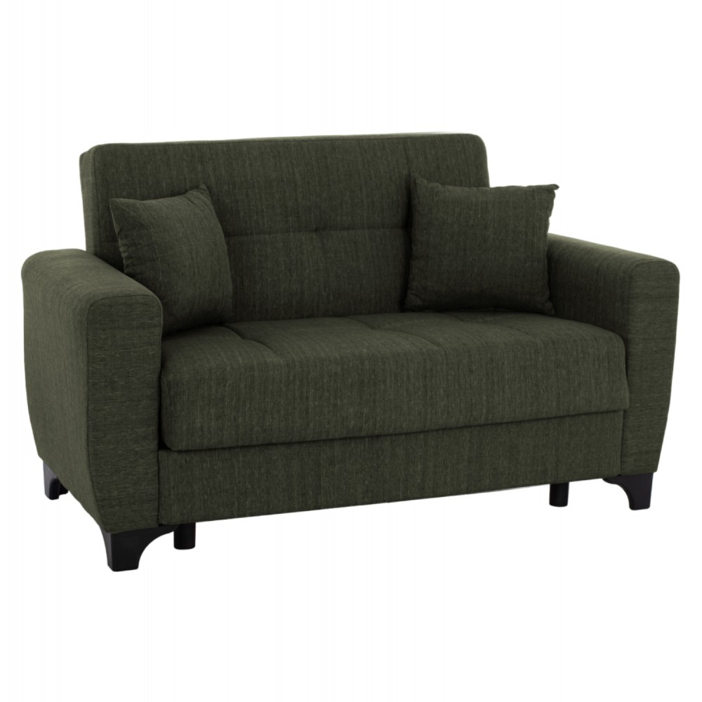 Καναπές-κρεβάτι διθέσιος "HEMA" από ύφασμα σε λαδί χρώμα 160x84x88