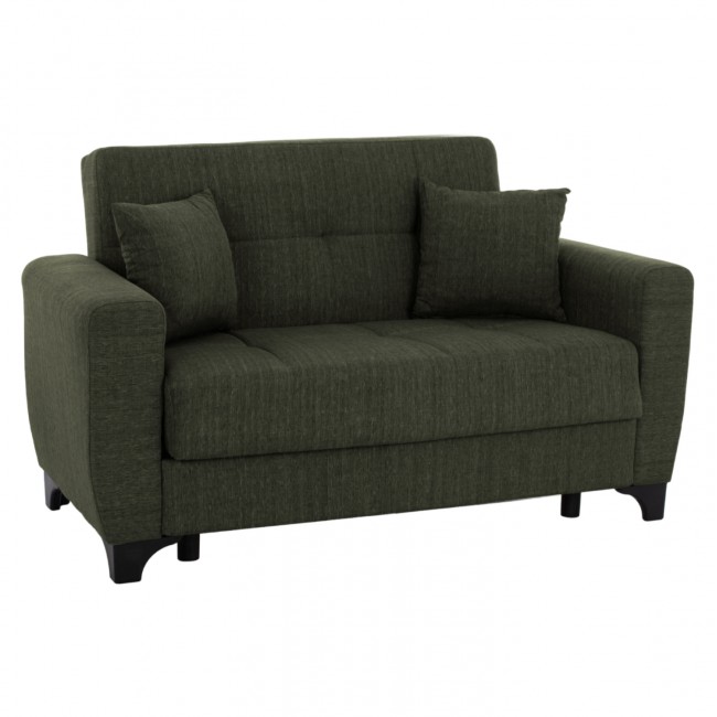 Καναπές-κρεβάτι διθέσιος "HEMA" από ύφασμα σε λαδί χρώμα 160x84x88